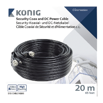 SAS-CABLE1020B Cctv kabel bnc / dc 20.0 m Verpakking foto